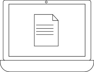 One line drawing of a document in a laptop